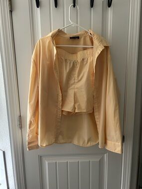 Emory Park Peachy Button-Front Top and Elastic Waist Shorts